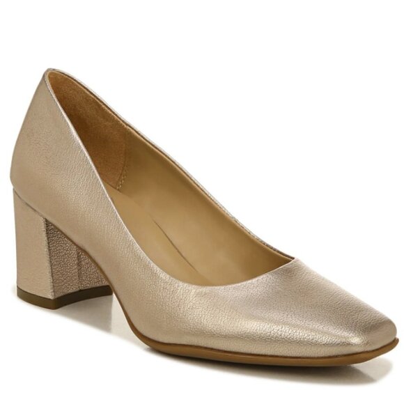 NATURALIZER Warner Square Toe Pump In Warm Silver (WIDE) - Picture 1 of 12